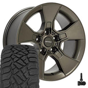 Set(5) 17x8.5 DF02 Satin Bronze - 5x127 +12ET with 33x12.50r17 Sailun TerraMax RT Tires &amp; TPMS