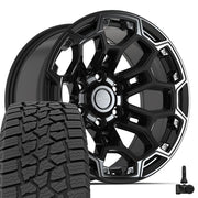 Set(4) 18x9 DF03 Gloss Black - 6x139.7 -12ET with 275/65r18 Ironman All Country AT-X Tires &amp; TPMS