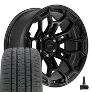 Set(4) 20x9 DF03 Satin Black with Dark Satin Charcoal 2-Tone - 6x139.7 -12ET with 275/55r20 Bridgestone Dueler Alenza HL Plus Tires &amp; TPMS