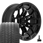 Set(4) 20x9 DF03 Satin Black with Dark Satin Charcoal 2-Tone - 6x139.7 -12ET with 275/55r20 Goodyear Eagle LS2 Tires &amp; TPMS