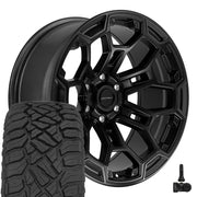 Set(4) 20x9 DF03 Satin Black with Dark Satin Charcoal 2-Tone - 6x139.7 -12ET with 275/55r20 Sailun TerraMax RT Tires &amp; TPMS