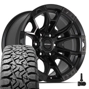 Set(4) 17x9 DF04 Satin Black - 6x135 +12ET with 33x12.50r17 TBB TS-57 RT Tires &amp; TPMS