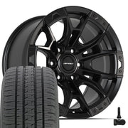Set(4) 20x9 DF04 Satin Black - 6x135 +12ET with 275/55r20 Bridgestone Dueler Alenza HL Plus Tires &amp; TPMS