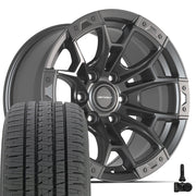 Set(4) 20x9 DF04 Satin Gunmetal - 6x135 +12ET with 275/55r20 Bridgestone Dueler Alenza HL Plus Tires &amp; TPMS