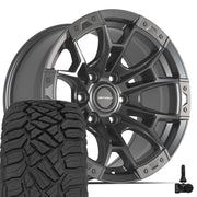 Set(4) 20x9 DF04 Satin Gunmetal - 6x135 +12ET with 275/55r20 Sailun TerraMax RT Tires &amp; TPMS