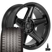 Set(4) 22x10 DF07 Satin Black - 6x139.7 -12ET with 285/45r22 Goodyear Eagle Touring Tires &amp; TPMS