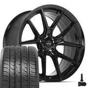 Set(4) 20x9 DF08 Gloss Black - 5x114.3 +35ET with 245/45r20 Ironman iMove GEN 3 Tires &amp; TPMS