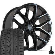 Set(4) 24x10 DF17A Gloss Black - 6x139.7 +24ET with 295/35r24 Ironman iMove GEN 2 Tires &amp; TPMS