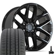 Set(4) 20x9 DF17B Gloss Black - 6x139.7 +18ET with 275/55r20 Bridgestone Dueler Alenza HL Plus Tires &amp; TPMS