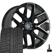 Set(4) 22x9 DF17B Gloss Black - 6x139.7 +18ET with 285/45r22 Ironman iMove GEN 2 SUV Tires &amp; TPMS