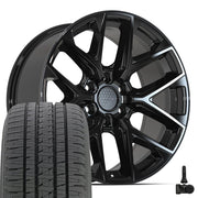 Set(4) 20x9 DF17C Gloss Black - 6x135 +18ET with 275/55r20 Bridgestone Dueler Alenza HL Plus Tires &amp; TPMS