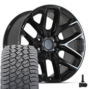 Set(4) 20x9 DF17C Gloss Black - 6x135 +18ET with 275/55r20 Sailun TerraMax AT2 Tires &amp; TPMS