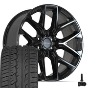 Set(4) 22x9 DF17C Gloss Black - 6x135 +18ET with 285/45r22 Ironman iMove GEN 2 SUV Tires &amp; TPMS