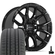 Set(4) 20x9 DF18A Gloss Black - 6x139.7 +18ET with 275/55r20 Bridgestone Dueler Alenza HL Plus Tires &amp; TPMS