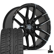 Set(4) 24x10 DF18A Gloss Black - 6x139.7 +24ET with 295/35r24 Ironman iMove GEN 2 Tires &amp; TPMS