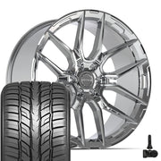 Set(4) 24x10 DF18A Chrome - 6x139.7 +24ET with 295/35r24 Sailun Atrezzo SVR LX+ Tires &amp; TPMS