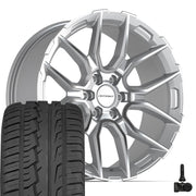 Set(4) 22x9 DF18B Gloss Silver Machined - 6x139.7 +18ET with 285/45r22 Ironman iMove GEN 2 SUV Tires &amp; TPMS