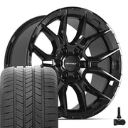 Set(4) 20x9 DF18C Gloss Black - 6x135 +18ET with 275/55r20 Goodyear Eagle LS2 Tires &amp; TPMS