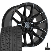 Set(4) 22x9 DF18C Gloss Black - 6x135 +18ET with 285/45r22 Ironman iMove GEN 2 SUV Tires &amp; TPMS